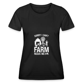 Désolé, je ne peux pas, ma ferme a besoin de m - T-shirt sport Femme - noir - Devant - AI Model Female 172 light (172cm)