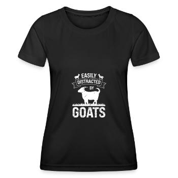 Easily distracted by goats - Women's Functional T-Shirt - black - Front - AI Model Female 172 light (172cm)
