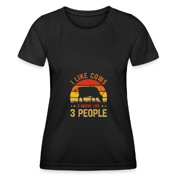 J’aime les vaches et peut-être 3 personnes - T-shirt sport Femme - noir - Devant - AI Model Female 172 light (172cm)