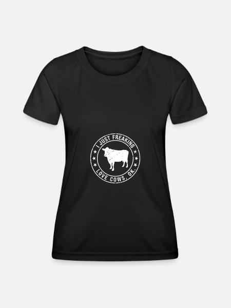 I just fucking love cows, ok - Women's Functional T-Shirt - black
