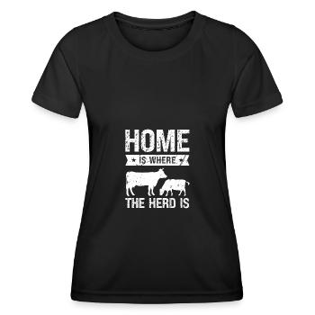 Zuhause ist, wo die Herde ist - Frauen Funktions-T-Shirt - Schwarz - Vorne - AI Model Female 172 light (172cm)