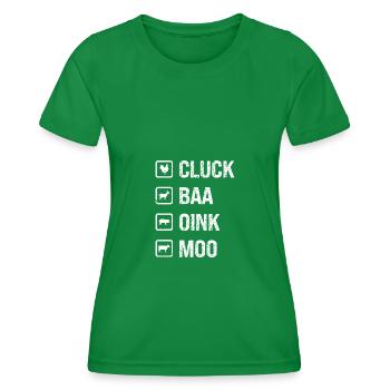 cackling baa oink moo - Women's Functional T-Shirt - kelly green - Front - AI Model Female 172 dark (172cm)
