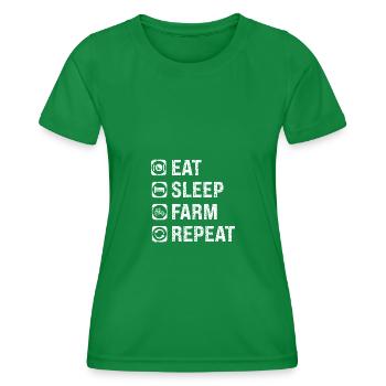 Eat Sleep Farm Repetition - Women's Functional T-Shirt - kelly green - Front - AI Model Female 172 dark (172cm)
