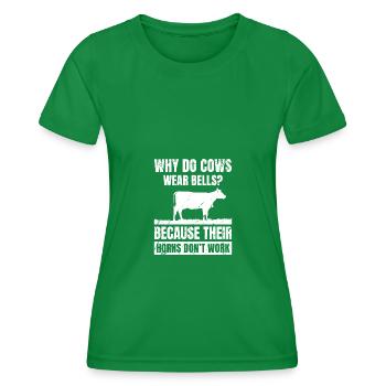 Pourquoi les vaches portent-elles des cloches parce que leurs cornes ne le font pas - T-shirt sport Femme - vert - Devant - AI Model Female 172 dark (172cm)