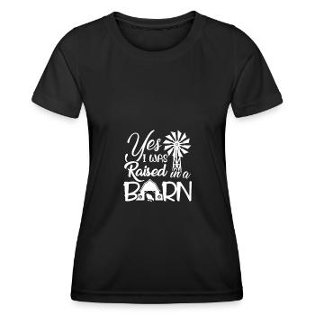 Oui, j’ai grandi dans une grange... - T-shirt sport Femme - noir - Devant - AI Model Female 172 light (172cm)