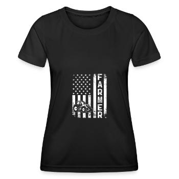 USA Flag Tractor 2 - - Women's Functional T-Shirt - black - Front - AI Model Female 172 light (172cm)