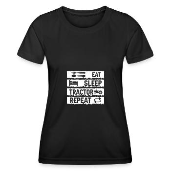 Eat Sleep Tractor Repeat - - T-shirt sport Femme - noir - Devant - AI Model Female 172 light (172cm)