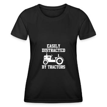 Easily distracted by tractors 6 - - Women's Functional T-Shirt - black - Front - AI Model Female 172 light (172cm)