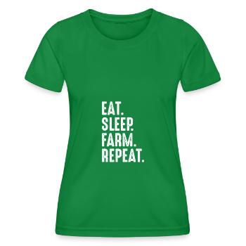 Eat Sleep Farm Repeat 1 - - Women's Functional T-Shirt - kelly green - Front - AI Model Female 172 dark (172cm)