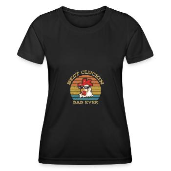 Der beste Hühner-Dad aller Zeiten - - Frauen Funktions-T-Shirt - Schwarz - Vorne - AI Model Female 172 light (172cm)