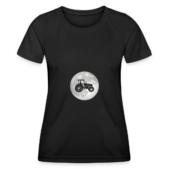 Full moon - Guy driving tractor - - Women's Functional T-Shirt - black - Front - AI Model Female 172 light (172cm)