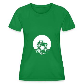 Cercle et réflexion - Tracteur - - T-shirt sport Femme - vert - Devant - AI Model Female 172 dark (172cm)