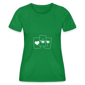 Herz - Wein - Kaffee - - Frauen Funktions-T-Shirt - Kelly Green - Vorne - AI Model Female 172 dark (172cm)