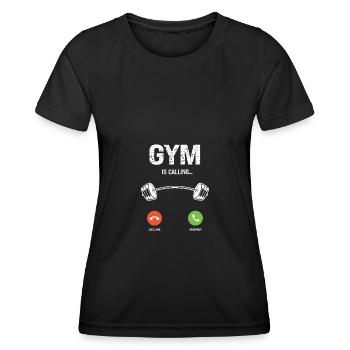 Das Fitnessstudio ruft - - Frauen Funktions-T-Shirt - Schwarz - Vorne - AI Model Female 172 light (172cm)