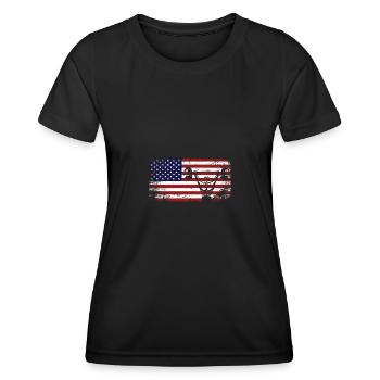 Salle de gym colorée du drapeau des États-Unis - - T-shirt sport Femme - noir - Devant - AI Model Female 172 light (172cm)