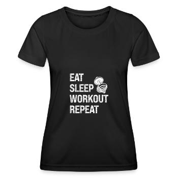 Eat Sleep Workout Repeat - - Women's Functional T-Shirt - black - Front - AI Model Female 172 light (172cm)