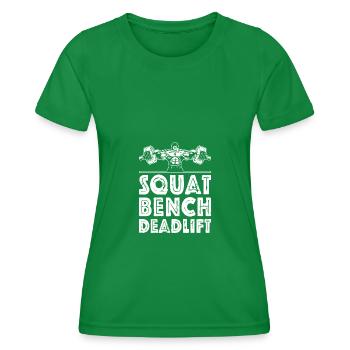 Squat, bench press, deadlift - Women's Functional T-Shirt - kelly green - Front - AI Model Female 172 dark (172cm)