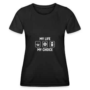Mein Leben, meine Wahl - Bier - Dartscheibe - - Frauen Funktions-T-Shirt - Schwarz - Vorne - AI Model Female 172 light (172cm)