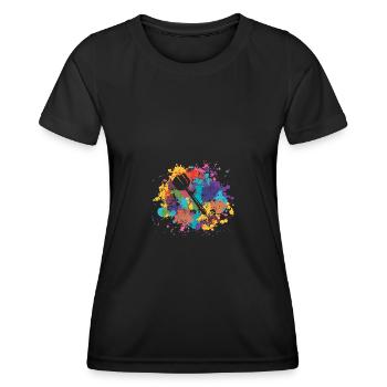 Éclaboussures colorées - Fléchettes - - T-shirt sport Femme - noir - Devant - AI Model Female 172 light (172cm)
