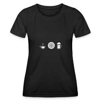 Bière - Café - Jeu de fléchettes - T-shirt sport Femme - noir - Devant - AI Model Female 172 light (172cm)