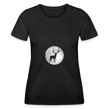 Full Moon - Deer - - Women's Functional T-Shirt - black - Front - AI Model Female 172 light (172cm)