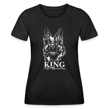 Berger allemand Roi de tout ce qui concerne les chiens - T-shirt sport Femme - noir - Devant - AI Model Female 172 light (172cm)