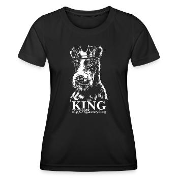 Foxterrier Roi de tout chien disant chiens - T-shirt sport Femme - noir - Devant - AI Model Female 172 light (172cm)