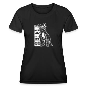 FRENCHIE Français Bulldog Portrait Wilsigns - T-shirt sport Femme - noir - Devant - AI Model Female 172 light (172cm)