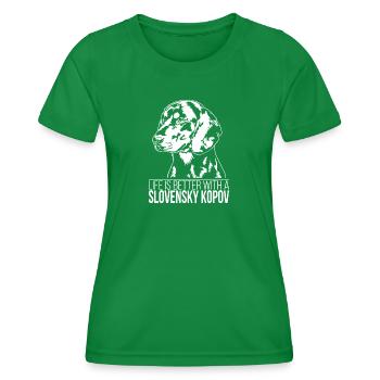 Slovensky Kopov life is better Dogs Dog Wilsigns - Women's Functional T-Shirt - kelly green - Front - AI Model Female 172 dark (172cm)