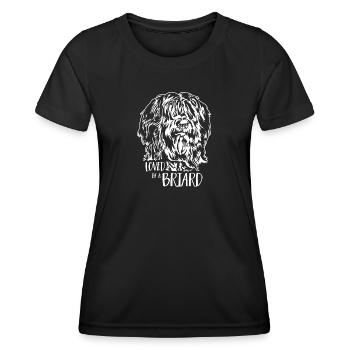 Loved by a Briard Dog Dog Wilsigns - Women's Functional T-Shirt - black - Front - AI Model Female 172 light (172cm)