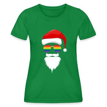 Père Noël avec lunettes de soleil Mouvement LGBTQ - T-shirt sport Femme - vert - Devant - AI Model Female 172 dark (172cm)