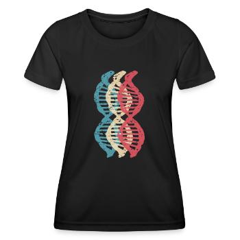 Science Biology retro DNA Genetics Motif 3 - Women's Functional T-Shirt - black - Front - AI Model Female 172 light (172cm)