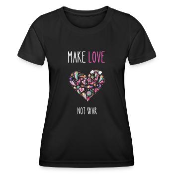 Faites de l’amour pas la guerre - T-shirt sport Femme - noir - Devant - AI Model Female 172 light (172cm)