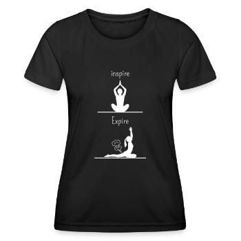 inspire expire yoga humour - T-shirt sport Femme - noir - Devant - AI Model Female 172 light (172cm)