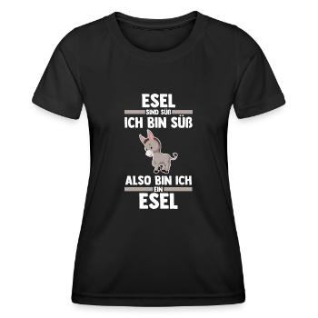 Esel - Frauen Funktions-T-Shirt - Schwarz - Vorne - AI Model Female 172 light (172cm)