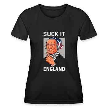 Suck-It England Funny July 4 George Washington - Women's Functional T-Shirt - black - Front - AI Model Female 172 light (172cm)
