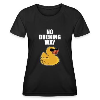 Cool No Ducking Way Rubber Duck Yellow Bath Duckie - Frauen Funktions-T-Shirt - Schwarz - Vorne - AI Model Female 172 light (172cm)