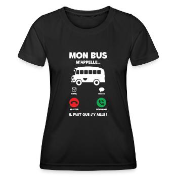 Mon Bus M'appelle | Bus Prendre Conducteur Bus - T-shirt sport Femme - noir - Devant - AI Model Female 172 light (172cm)