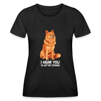 Finnish Spitz - Frauen Funktions-T-Shirt - Schwarz - Vorne - AI Model Female 172 light (172cm)