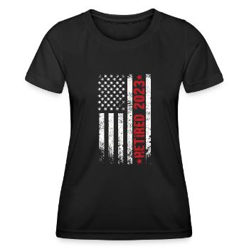 Ruhestand 2023 grunge look usa flagge - Frauen Funktions-T-Shirt - Schwarz - Vorne - AI Model Female 172 light (172cm)