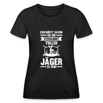Hasenjäger Hasenjagd Kaninchenjagd Jäger - Frauen Funktions-T-Shirt - Schwarz - Vorne - AI Model Female 172 light (172cm)