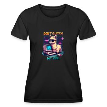Don't Glitch my Vibe - Retro Gaming Alpaca - Women's Functional T-Shirt - black - Front - AI Model Female 172 light (172cm)