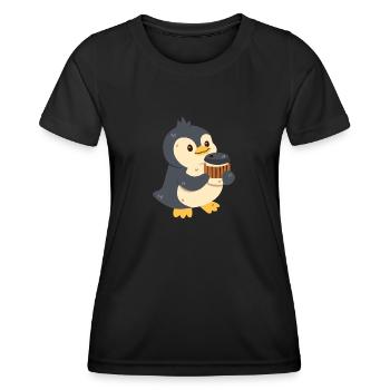Pinguin mit Kaffee - Frauen Funktions-T-Shirt - Schwarz - Vorne - AI Model Female 172 light (172cm)