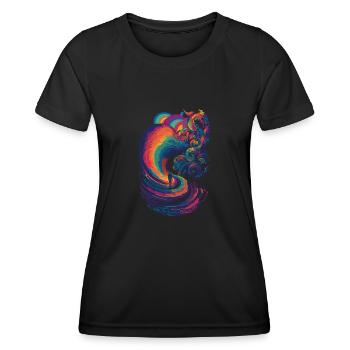 Trippy Regenbogen Pfad in den Wolken - Frauen Funktions-T-Shirt - Schwarz - Vorne - AI Model Female 172 light (172cm)