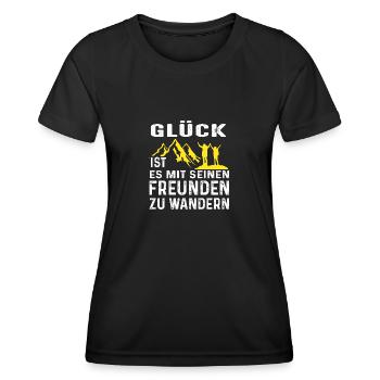 Berge - Glück ist es mit Freunden zu wandern - Frauen Funktions-T-Shirt - Schwarz - Vorne - AI Model Female 172 light (172cm)