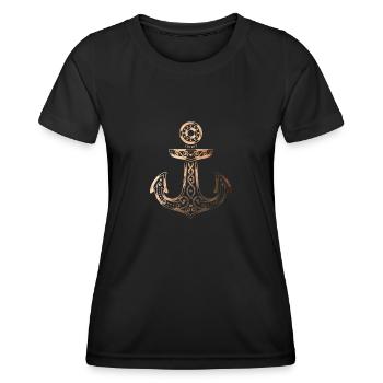 Ancre Viking - Cuivre Rétro - T-shirt sport Femme - noir - Devant - AI Model Female 172 light (172cm)