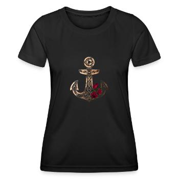 Vintage Rosenanker - Frauen Funktions-T-Shirt - Schwarz - Vorne - AI Model Female 172 light (172cm)