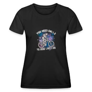 Du brauchst Mut um zu fahren wie ich Mountainbike - Frauen Funktions-T-Shirt - Schwarz - Vorne - AI Model Female 172 light (172cm)