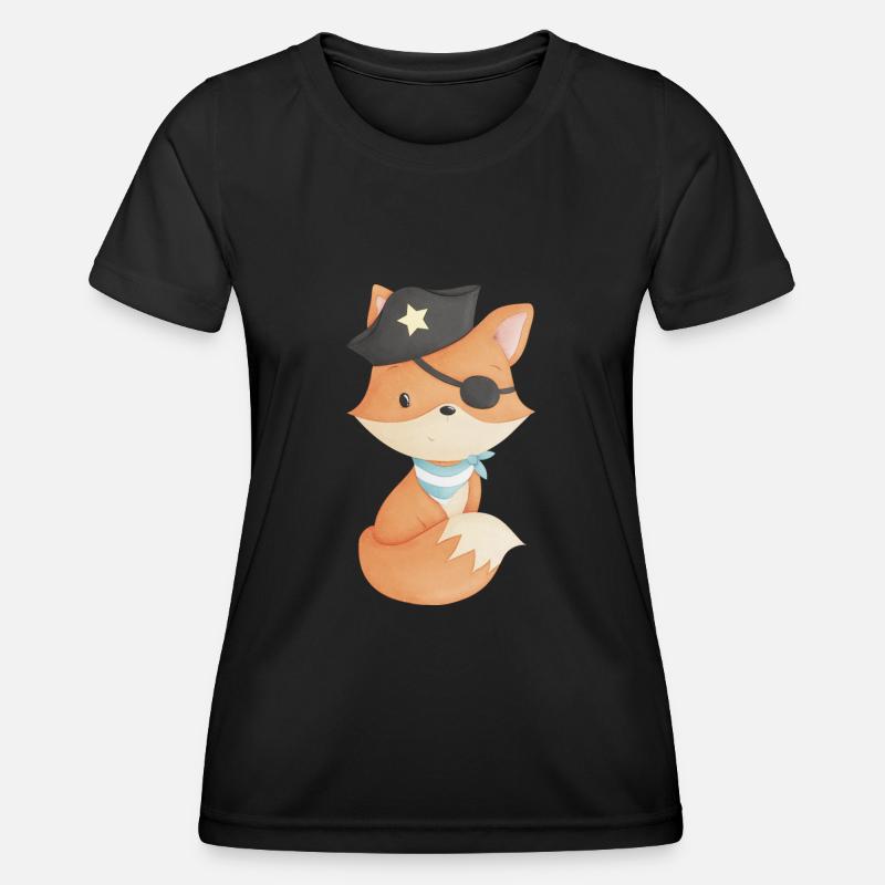 Fox as a pirate - Women's Functional T-Shirt - black