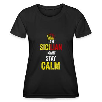 Sicile Famille Siciliens Sicilien Siciliani - T-shirt sport Femme - noir - Devant - AI Model Female 172 light (172cm)
